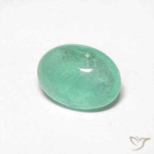 0.55 ct Green Emerald Stone, Natural Emerald in Oval Cabochon Shape for Sale