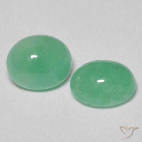 1.25 ctw Green Emerald Stones, Natural Emerald in Oval Cabochon Shape for Sale
