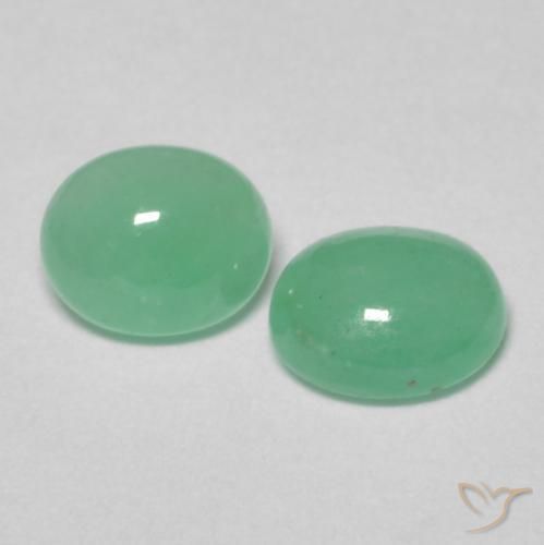 0.89 ctw Green Emerald Stones, Natural Emerald in Oval Cabochon Shape for Sale