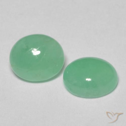 1.11 ctw Green Emerald Stones, Natural Emerald in Oval Cabochon Shape for Sale