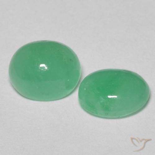 1.22 ctw Green Emerald Stones, Natural Emerald in Oval Cabochon Shape for Sale