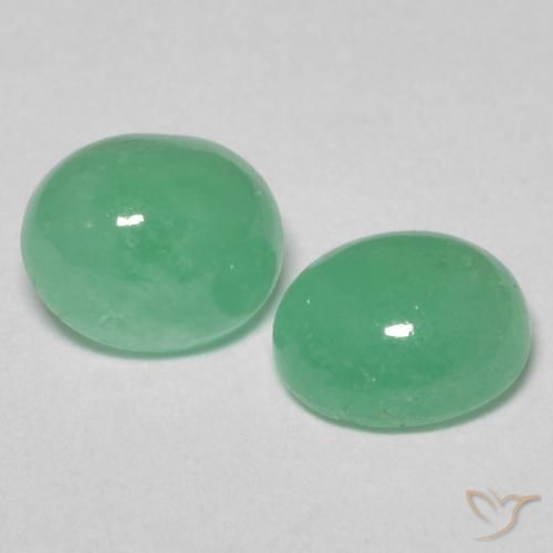 1.64 ctw Green Emerald Stones, Natural Emerald in Oval Cabochon Shape for Sale
