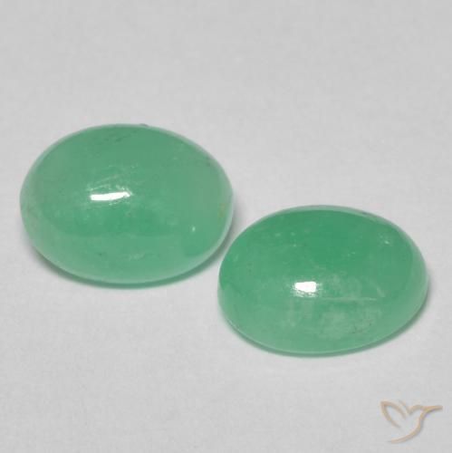 1.71 ctw Green Emerald Stones, Natural Emerald in Oval Cabochon Shape for Sale