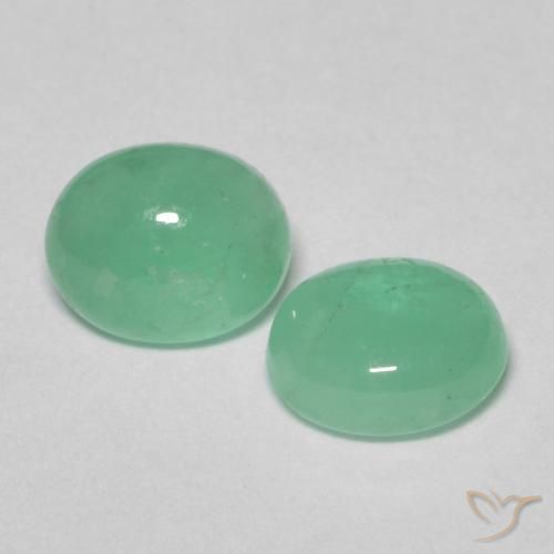 1.15 ctw Green Emerald Stones, Natural Emerald in Oval Cabochon Shape for Sale