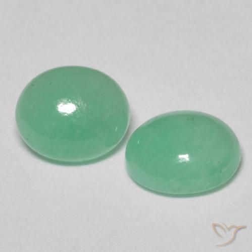 1.31 ctw Green Emerald Stones, Natural Emerald in Oval Cabochon Shape for Sale