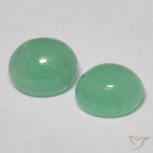 1.14 ctw Green Emerald Stones, Natural Emerald in Oval Cabochon Shape for Sale