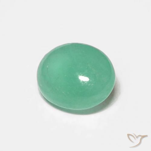0.42 ct Green Emerald Stone, Natural Emerald in Oval Cabochon Shape for Sale