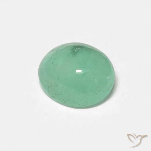 0.45 ct Green Emerald Stone, Natural Emerald in Oval Cabochon Shape for Sale