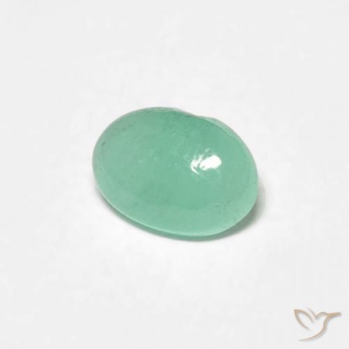 0.37 ct Green Emerald Stone, Natural Emerald in Oval Cabochon Shape for Sale
