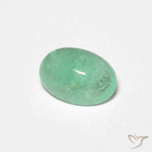 0.39 ct Green Emerald Stone, Natural Emerald in Oval Cabochon Shape for Sale