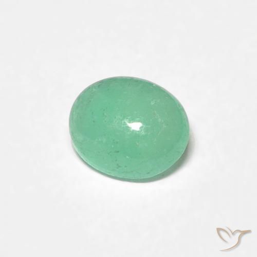 0.43 ct Green Emerald Stone, Natural Emerald in Oval Cabochon Shape for Sale