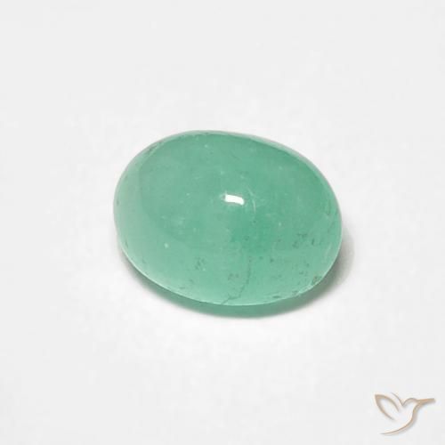 0.65 ct Green Emerald Stone, Natural Emerald in Oval Cabochon Shape for Sale
