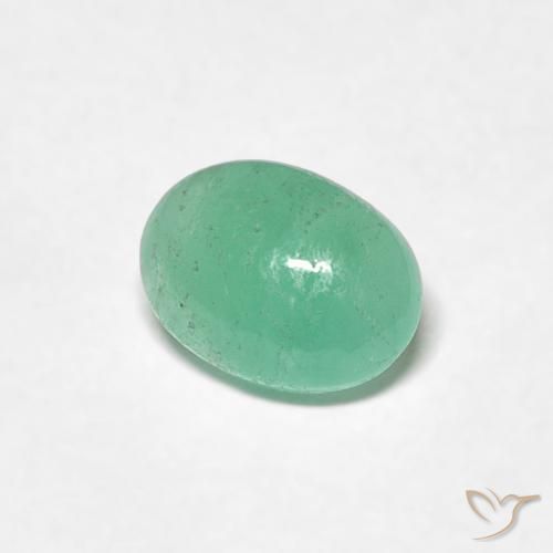 0.79 ct Green Emerald Stone, Natural Emerald in Oval Cabochon Shape for Sale