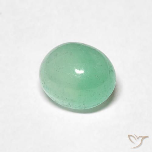 0.73 ct Green Emerald Stone, Natural Emerald in Oval Cabochon Shape for Sale