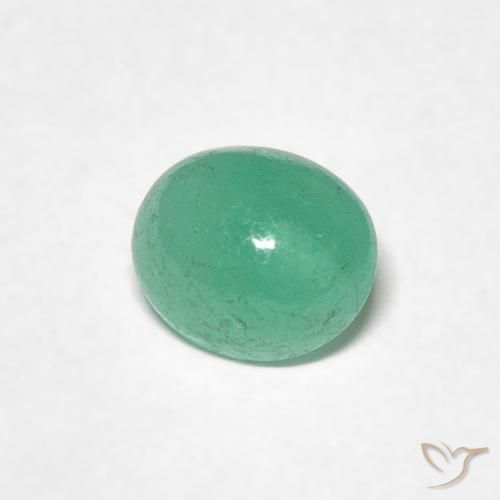 0.73 ct Green Emerald Stone, Natural Emerald in Oval Cabochon Shape for Sale
