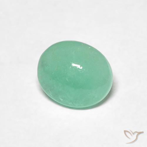 0.53 ct Green Emerald Stone, Natural Emerald in Oval Cabochon Shape for Sale