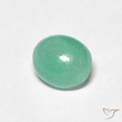 0.93 ct Green Emerald Stone, Natural Emerald in Oval Cabochon Shape for Sale