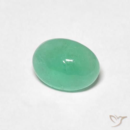 0.71 ct Green Emerald Stone, Natural Emerald in Oval Cabochon Shape for Sale
