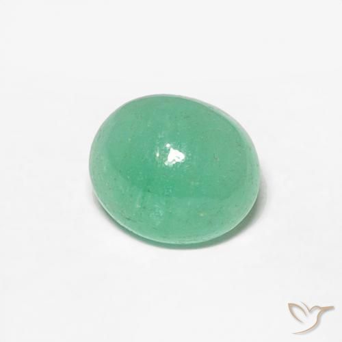 0.72 ct Green Emerald Stone, Natural Emerald in Oval Cabochon Shape for Sale