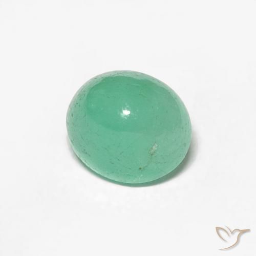 0.92 ct Green Emerald Stone, Natural Emerald in Oval Cabochon Shape for Sale