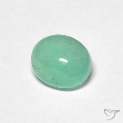 0.77 ct Green Emerald Stone, Natural Emerald in Oval Cabochon Shape for Sale