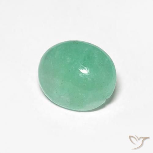 0.94 ct Green Emerald Stone, Natural Emerald in Oval Cabochon Shape for Sale