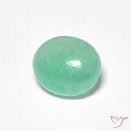 0.71 ct Green Emerald Stone, Natural Emerald in Oval Cabochon Shape for Sale