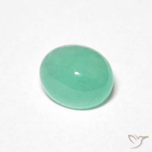 0.64 ct Green Emerald Stone, Natural Emerald in Oval Cabochon Shape for Sale
