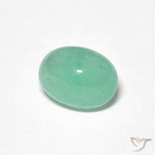 0.80 ct Green Emerald Stone, Natural Emerald in Oval Cabochon Shape for Sale