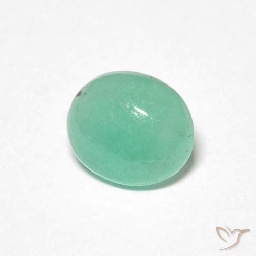0.68 ct Green Emerald Stone, Natural Emerald in Oval Cabochon Shape for Sale