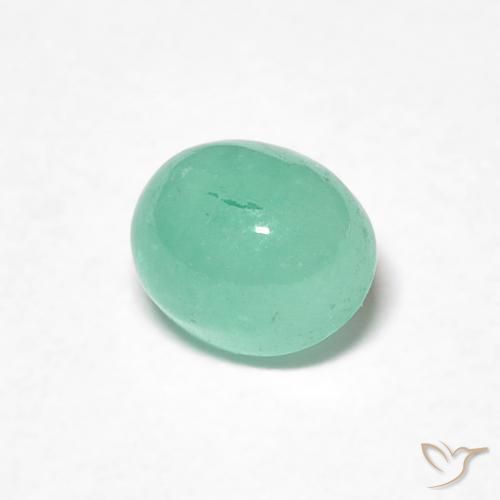 0.78 ct Green Emerald Stone, Natural Emerald in Oval Cabochon Shape for Sale