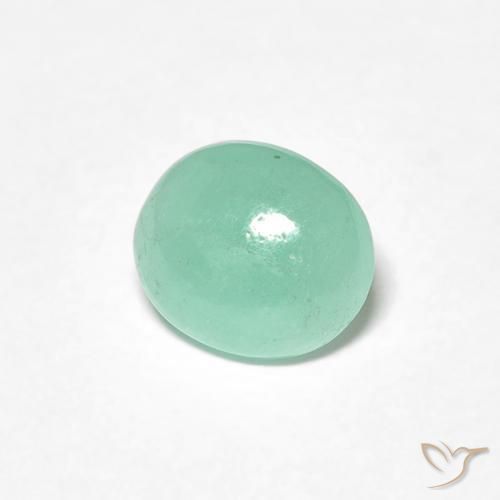 0.89 ct Green Emerald Stone, Natural Emerald in Oval Cabochon Shape for Sale