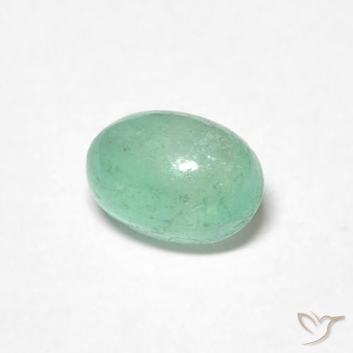 0.52 ct Green Emerald Stone, Natural Emerald in Oval Cabochon Shape for Sale