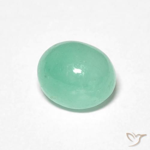 0.85 ct Green Emerald Stone, Natural Emerald in Oval Cabochon Shape for Sale