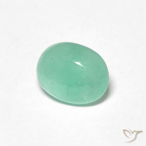 0.85 ct Green Emerald Stone, Natural Emerald in Oval Cabochon Shape for Sale