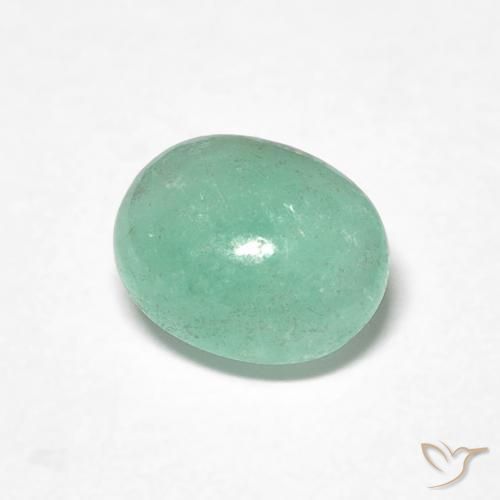 0.80 ct Green Emerald Stone, Natural Emerald in Oval Cabochon Shape for Sale