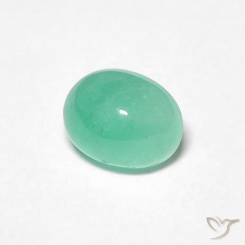 0.43 ct Green Emerald Stone, Natural Emerald in Oval Cabochon Shape for Sale