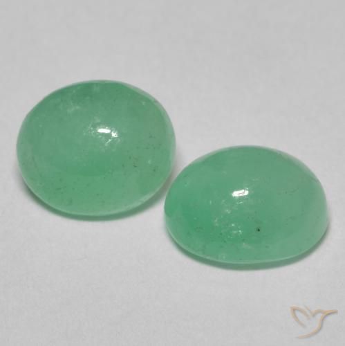 1.92 ctw Green Emerald Stones, Natural Emerald in Oval Cabochon Shape for Sale