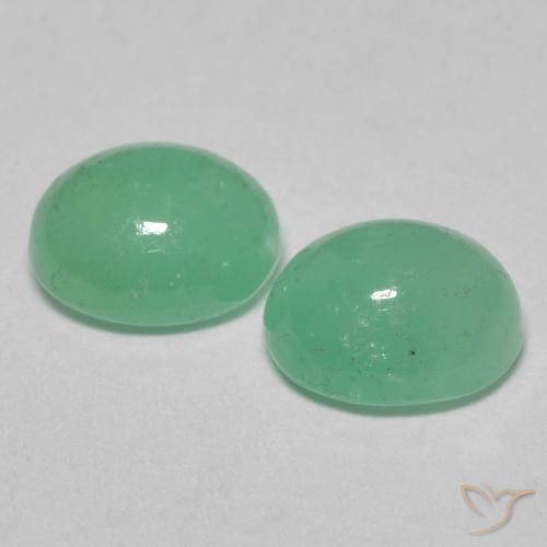 Emerald Gemstones in 6.6 x 5.5 mm Size for Sale, Emerald Stones in Pistachio Green Color
