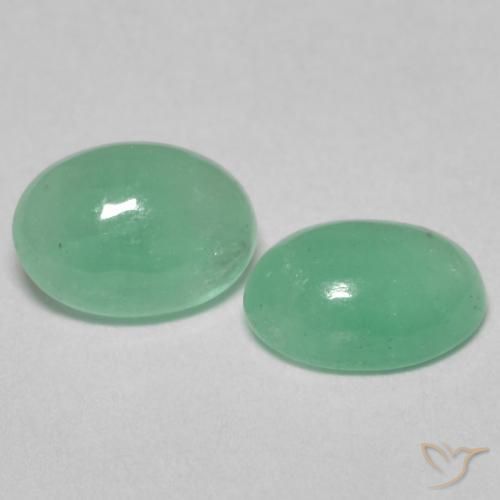 0.95 ctw Green Emerald Stones, Natural Emerald in Oval Cabochon Shape for Sale