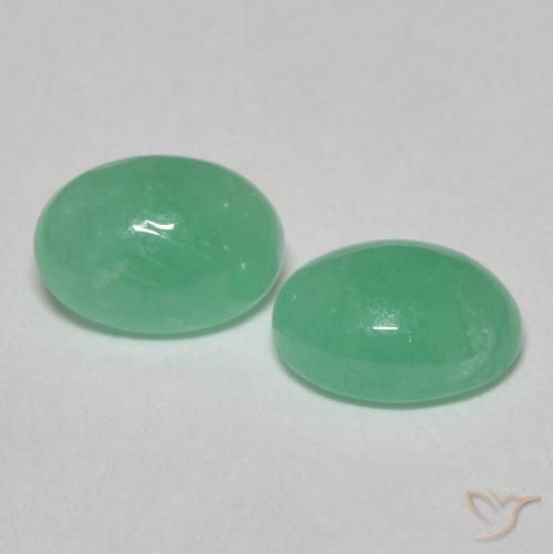 1.28 ctw Green Emerald Stones, Natural Emerald in Oval Cabochon Shape for Sale