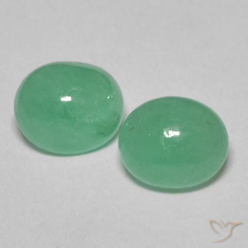 1.59 ct Oval Cabochon Emerald, 6.3 x 5.3 mm From Colombia, Photo A