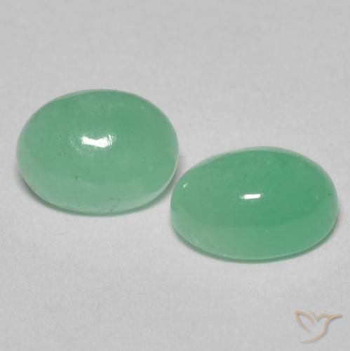 1.73 ctw Green Emerald Stones, Natural Emerald in Oval Cabochon Shape for Sale
