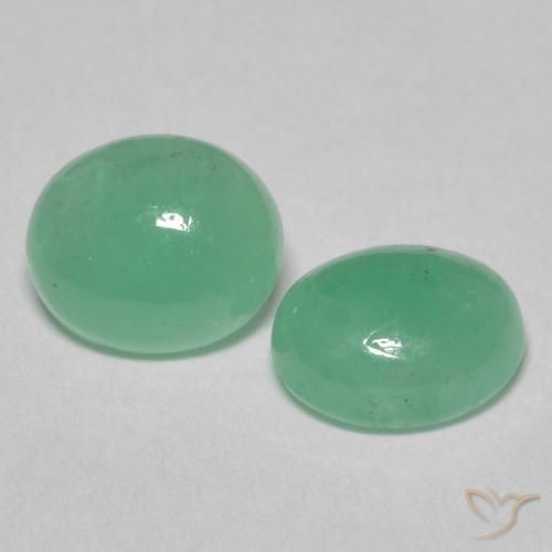 1.52 ctw Green Emerald Stones, Natural Emerald in Oval Cabochon Shape for Sale