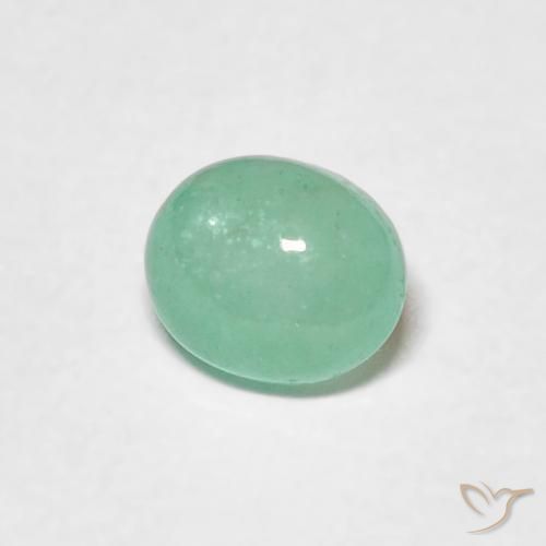 0.58 ct Green Emerald Stone, Natural Emerald in Oval Cabochon Shape for Sale