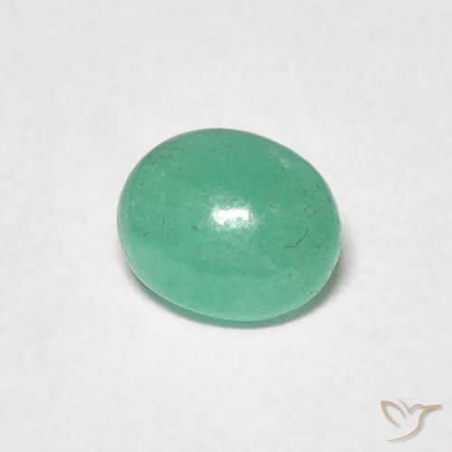 0.56 ct Green Emerald Stone, Natural Emerald in Oval Cabochon Shape for Sale