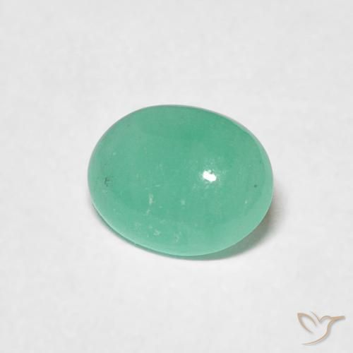 0.55 ct Green Emerald Stone, Natural Emerald in Oval Cabochon Shape for Sale