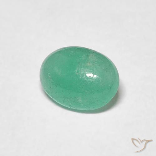 0.50 ct Green Emerald Stone, Natural Emerald in Oval Cabochon Shape for Sale