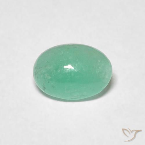 0,49ct Ovale cabochon verde Smeraldo dalla Colombia, Dimension 6 x 4,3mm, Natural Lubrificate Gemstone, Translucent Clarity, 1 piece Smeraldo in Verde medio Color, Mohs Hardness of 7,5 - 8 adatto per gioielli da indossare ogni giorno, Pietra portafortuna di maggio, Photo A