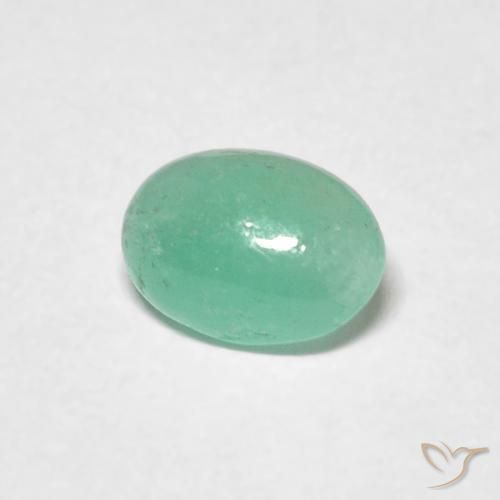 0.49 ct Green Emerald Stone, Natural Emerald in Oval Cabochon Shape for Sale
